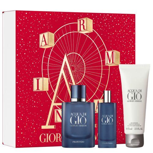 Armani Acqua Di Gio Profondo EDP 40ml Gift Set + 15ml Mini + Shower Gel - Perfume Oasis