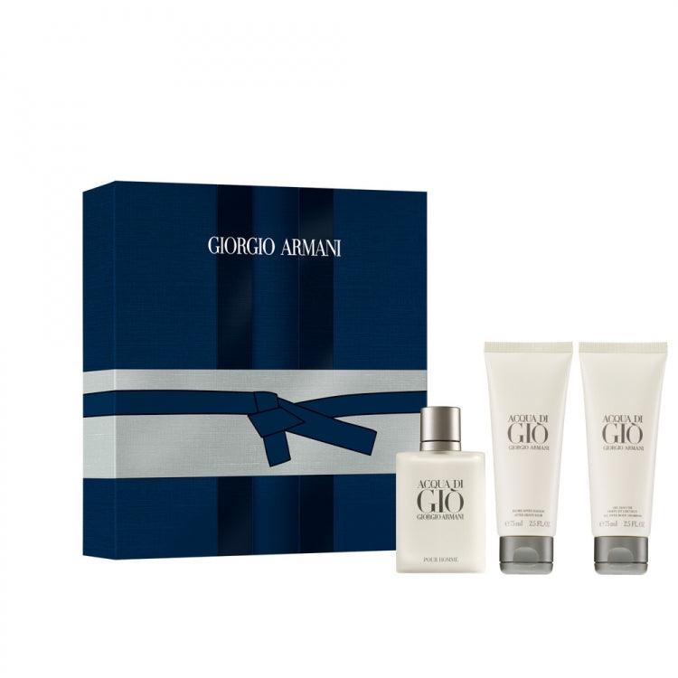 Giorgio Armani Acqua di Gio Gift Set for Men 50ml EDT + 75ml Aftershave Lotion + 75ml Shower Gel - Perfume Oasis