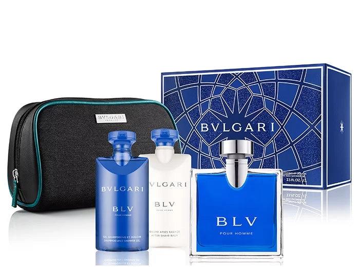 Bvlgari BLV Pour Homme Gift Set 100ml EDT + 75ml Shower Gel + 75ml Aftershave + Pouch - Perfume Oasis